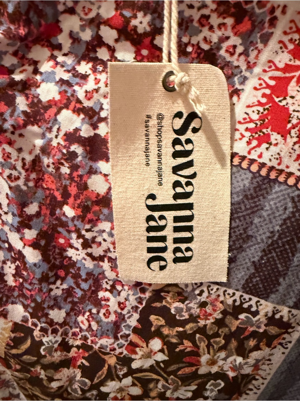 Savanna Jane Women's Patchwork Boho Tunic Top - Red, Yellow, Brown - Picture 4 of 6